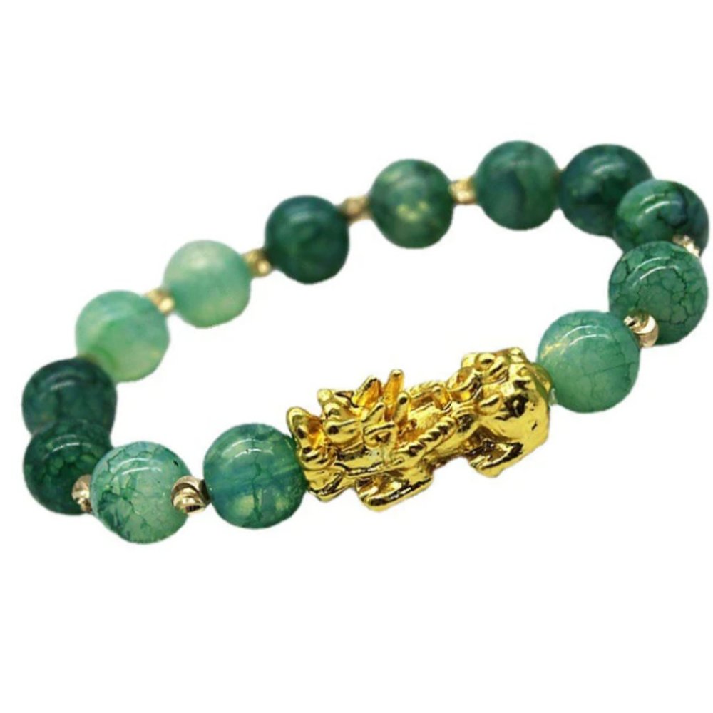 10mm Cyan Jade Pi Xiu Success Stretch Bracelet